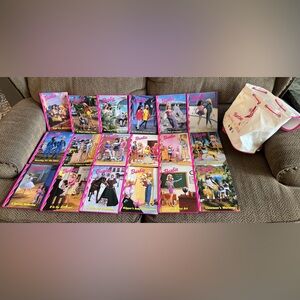 Lot of 18 Barbie & Friends Book Club 1998 Hardback Pink Grolier Set w/ Backpack